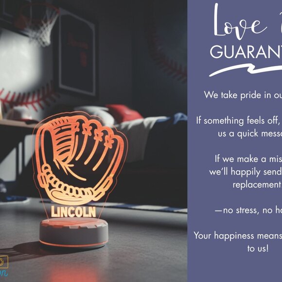 Custom Baseball LED Night Light – Fun Sports Decor for Any Room - Picture 6 of 8